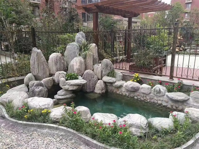 四川庭院假山鱼池制作视频